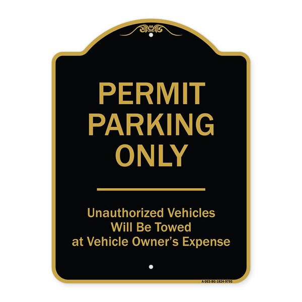 Signmission Designer Series-Permit Parking Only Unauthorized Vehicles, 24" x 18", BG-1824-9795 A-DES-BG-1824-9795 - main